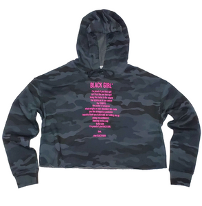 Women's Black Camo Cropped Hoodie